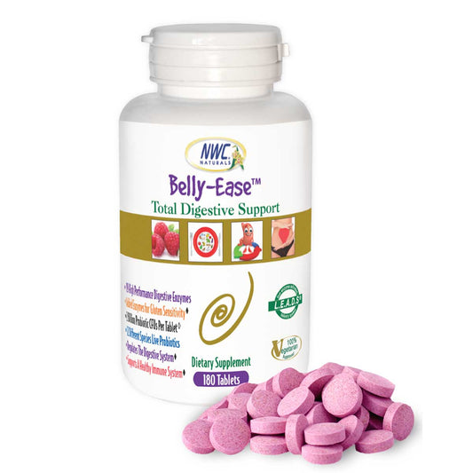 Belly-Ease™ Chewable Enzymes, Pre-biotics and Probiotics-NOW: Total-Gut Comfort