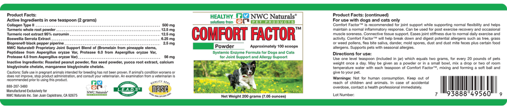Comfort Factor™:  Joint and Seasonal Allergy Support — Supplement Facts