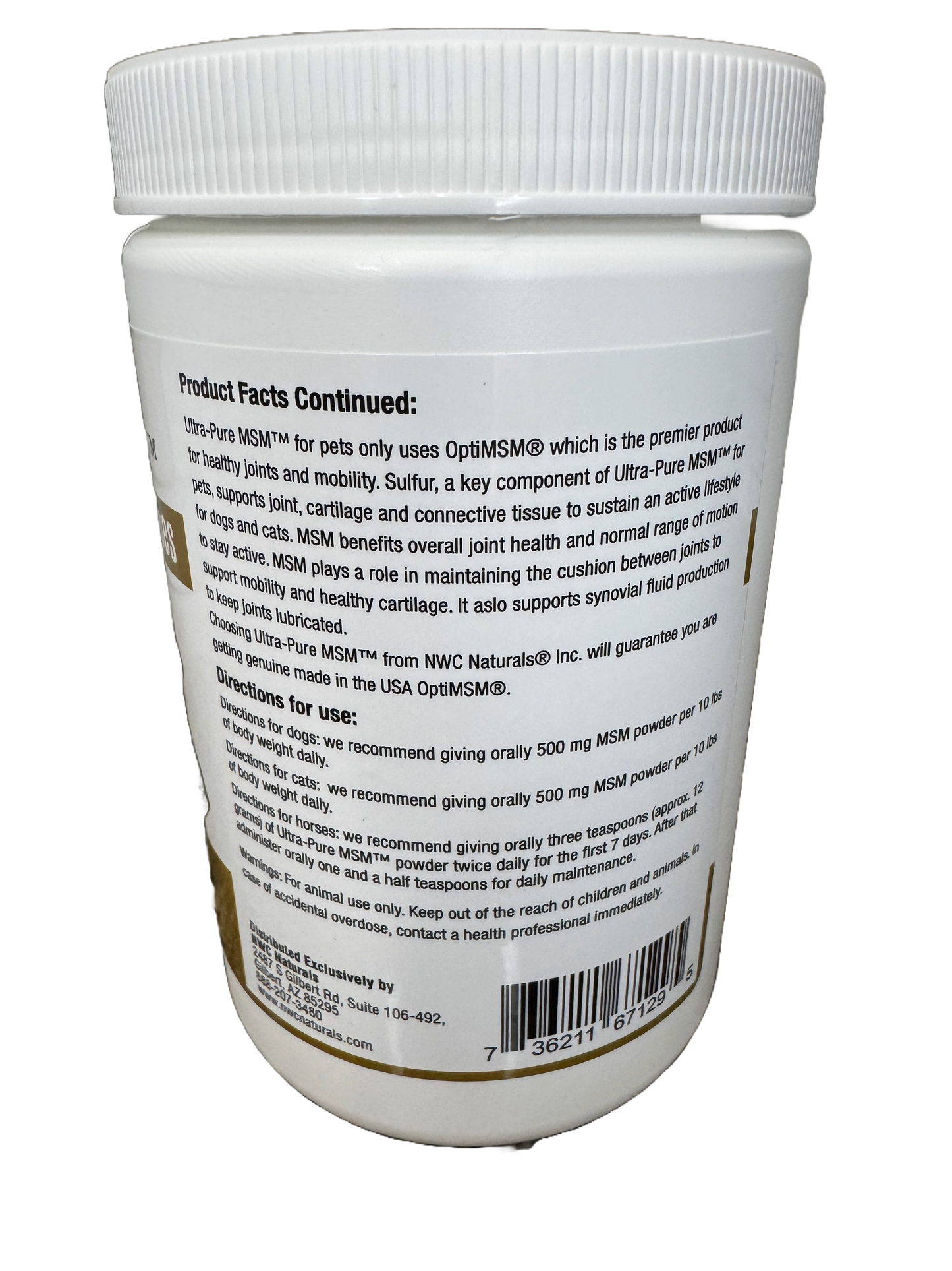 Ultra-Pure MSM™ Powder for people- 1 lb Canister