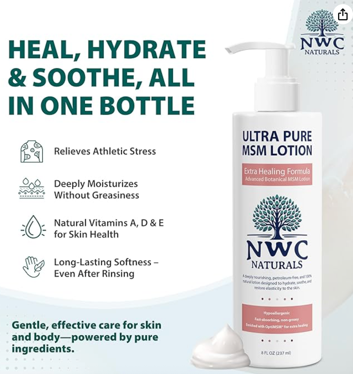 Extra Healing MSM Lotion - 32 oz  Buy 3 Get 1 Free!