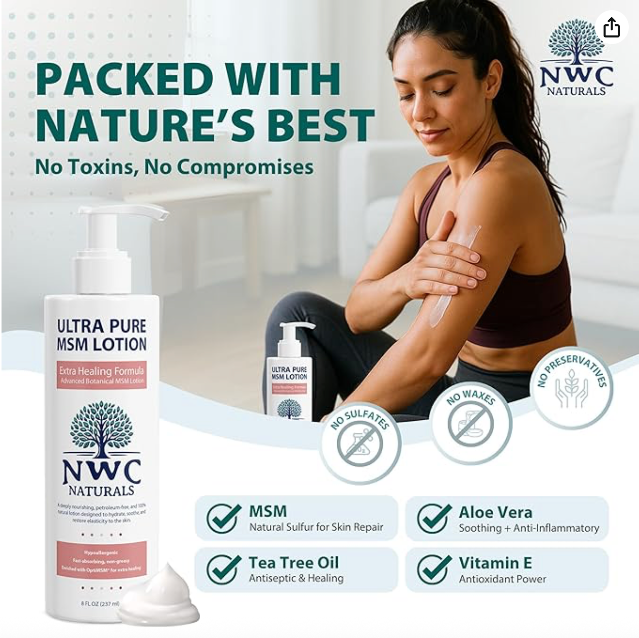 Extra Healing MSM Lotion - 32 oz  Buy 3 Get 1 Free!