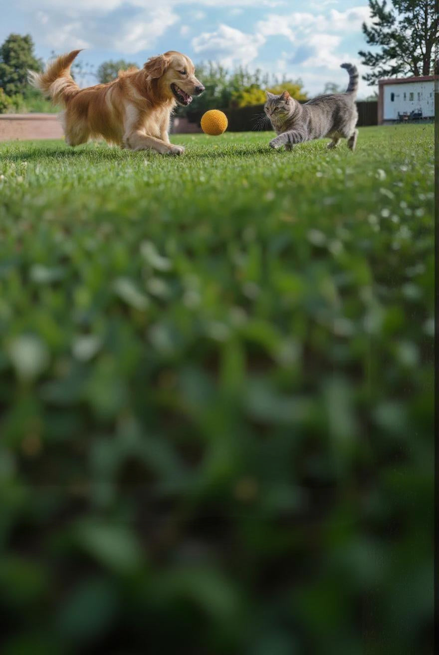 Golden retriever and cat