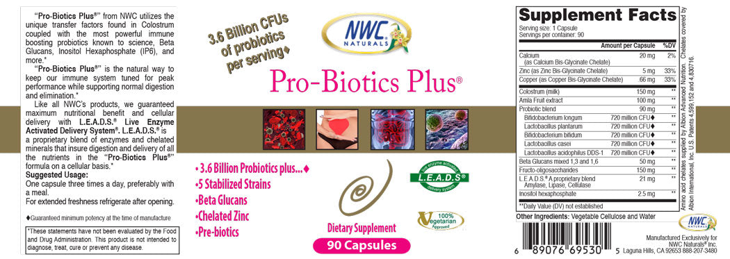 Pro-Biotics Plus Pack-But 3 Get 1 Free! — Supplement Facts