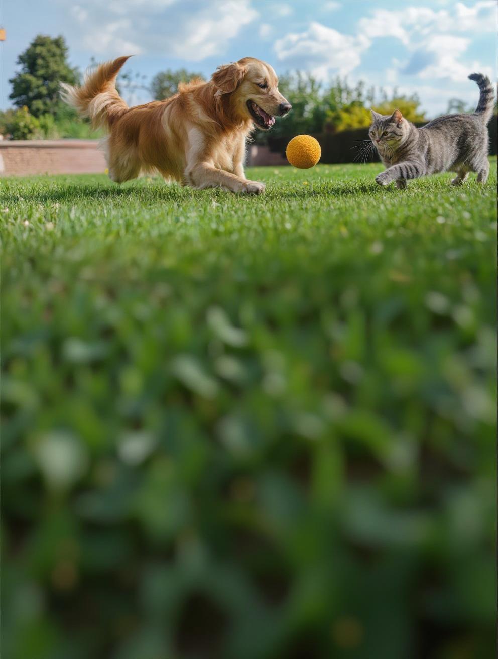 Golden retriever and cat