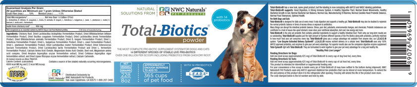 Total-Biotics® for Pets 228 Gram - Probiotic supplement for pets — Supplement Facts