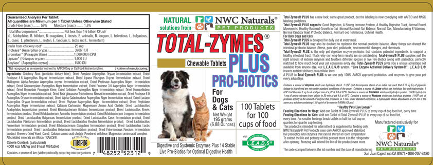 Total-Zymes® Plus - Large 100 tablets — Supplement Facts