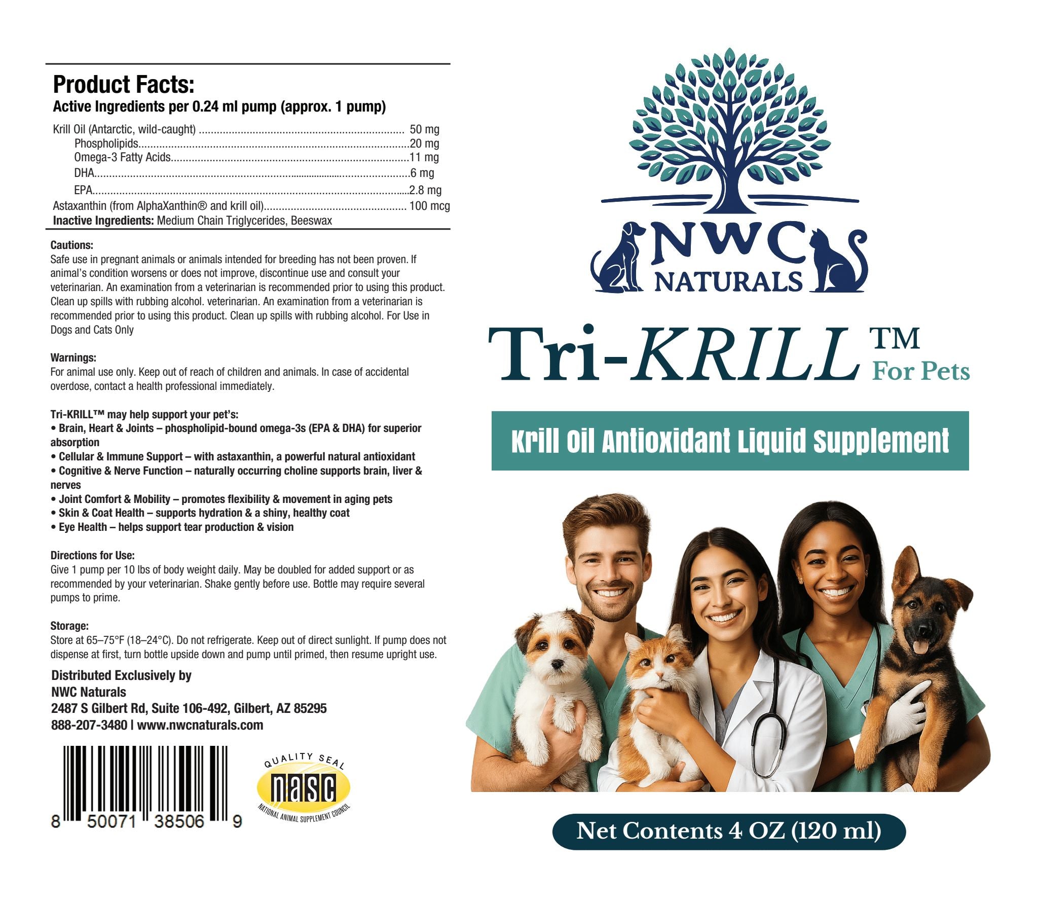 Tri-KRILL™ For Pets Pump - Buy 3 Get 1 FREE! — Supplement Facts
